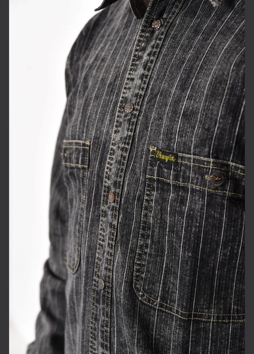 Сорочка чоловіча батальна джинсова сірого кольору Let's Shop (280938003)