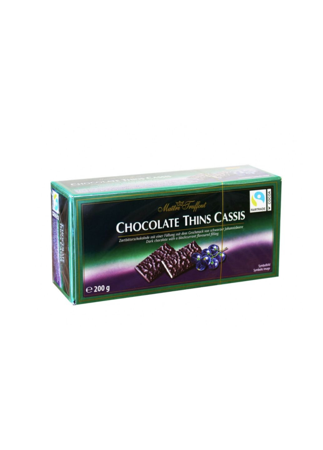 Черный шоколад Chocolate Thins Cassis 200г. Maitre Truffout (349812626)