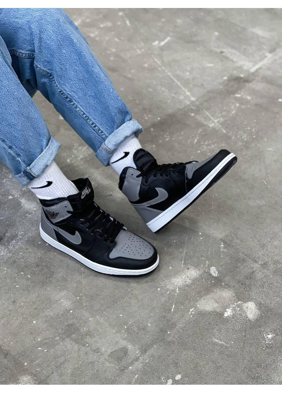 КРОСІВКИ ЖІНОЧІ NIKE AIR JORDAN 1 RETRO HIGH BLACK GREY НАЙК АІР ДЖОРДАН No Brand сірі демісезони (367167371)