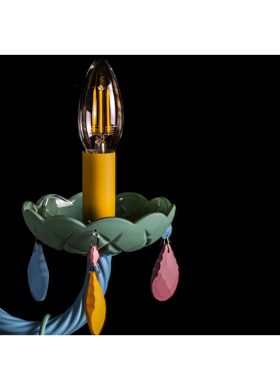 Скляна люстра свічка на 5 лампочок 0313A/5/COLORS No Brand (352230140)