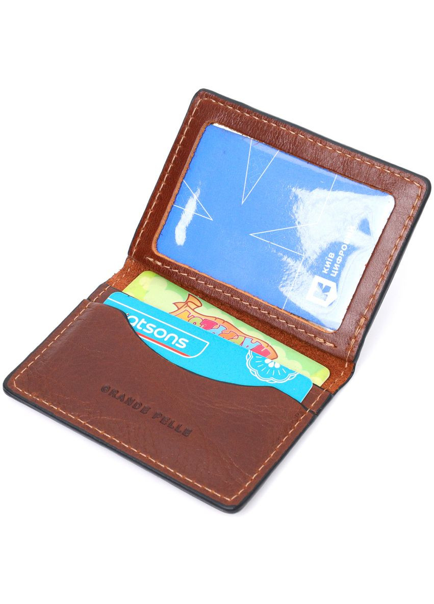 Шкіряна невелика візитниця 11632 Коричневий Grande Pelle (298567295)