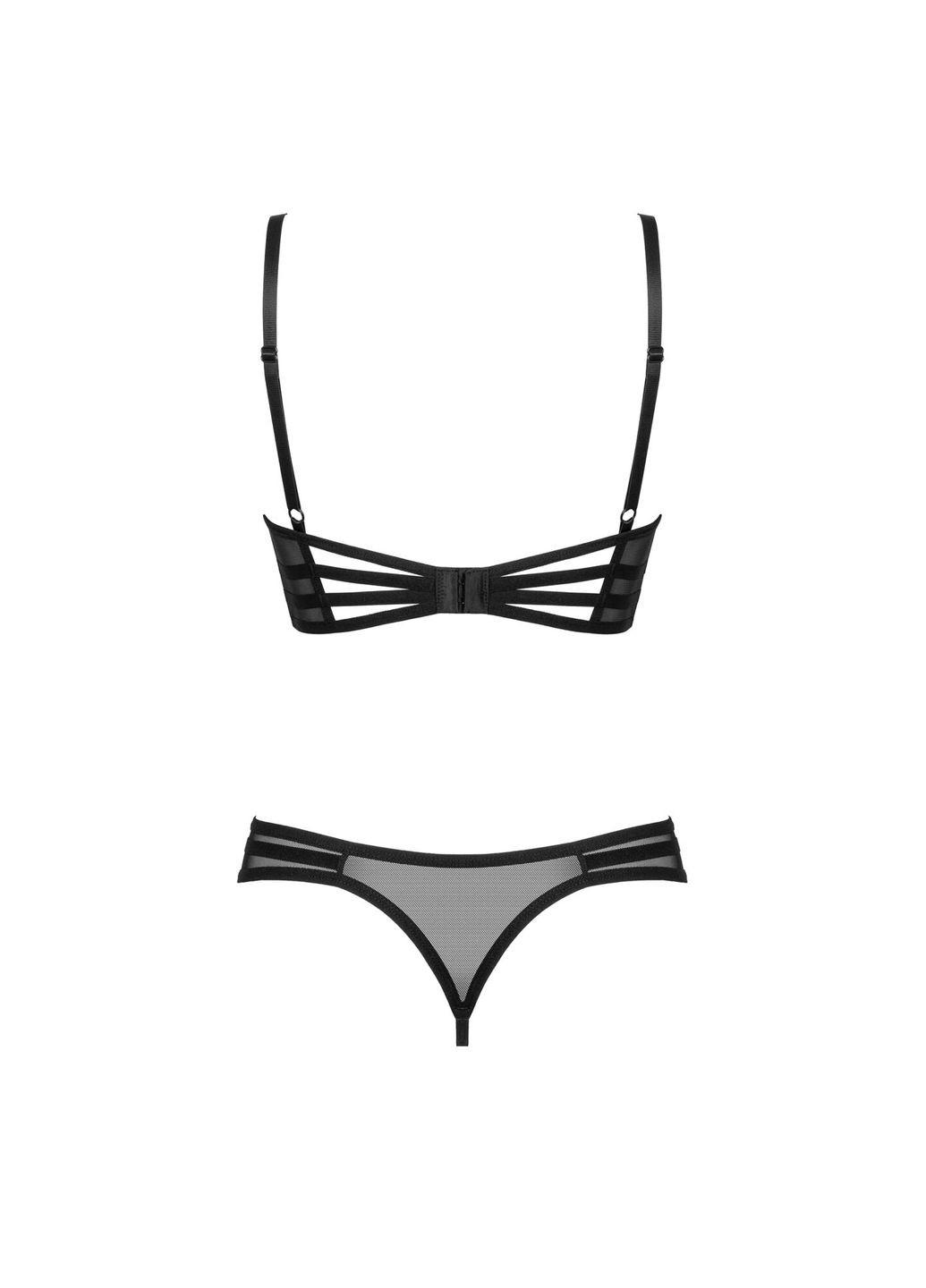 Чорний демісезонний комплект roxelia 2-pcs crotchless set Obsessive