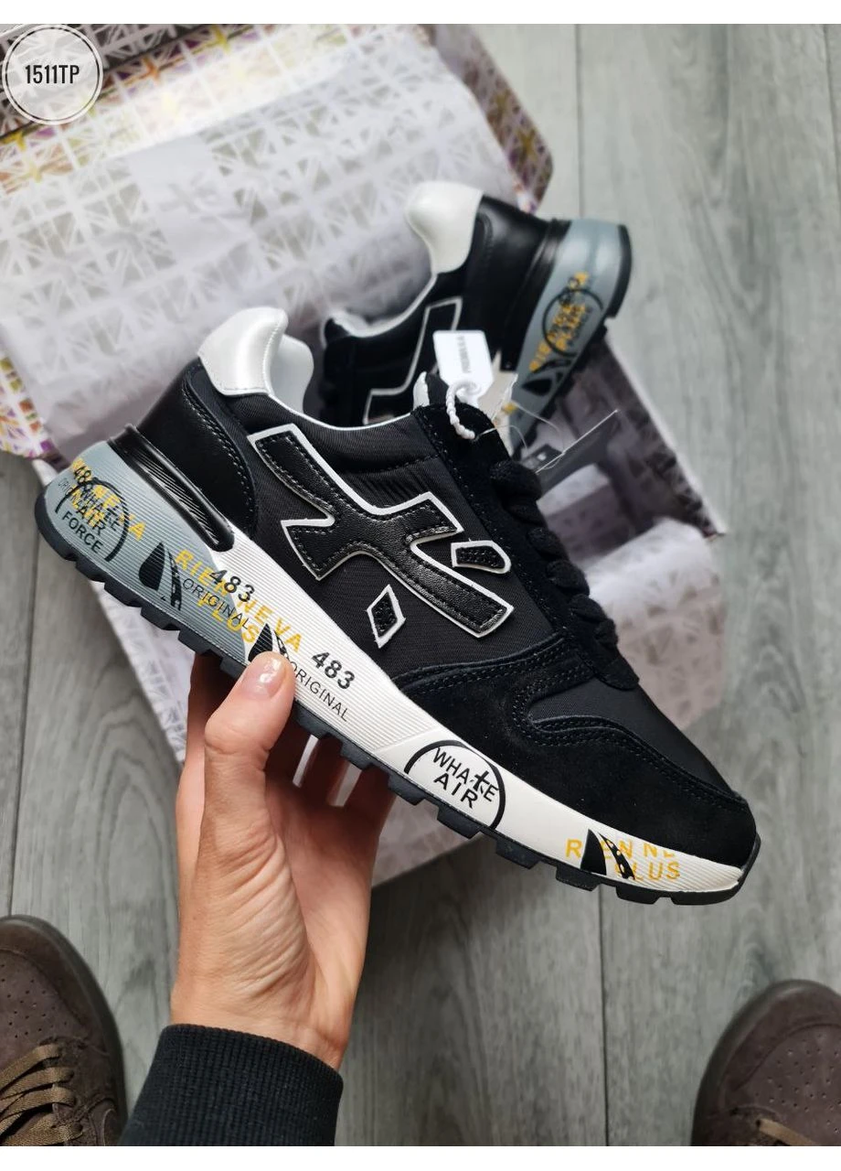 Белые летние кроссовки premiata mick black/white премиата No Brand