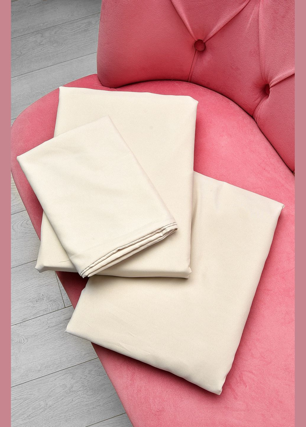 Комплект постільної білизни євро однотонний бежевого кольору Let's Shop (317241578)