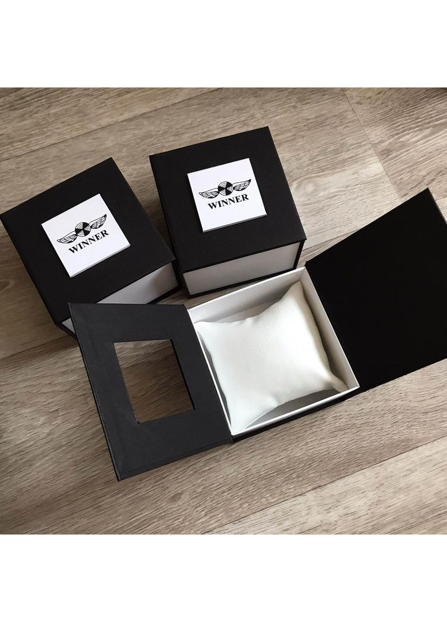 Чоловічий механічний наручний годинник Winner Gold з пружинним механізмом сталевий чорний (sku_244Б+К) No Brand (350906540)