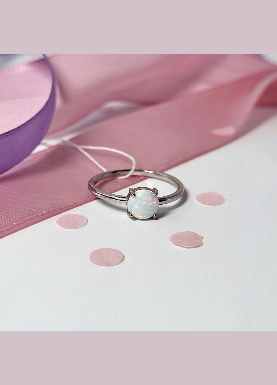 Серебряное кольцо с Белым Опалом 18.5 размер серебро 925 пробы Родированное кк2опб/1186 No Brand (306743026)