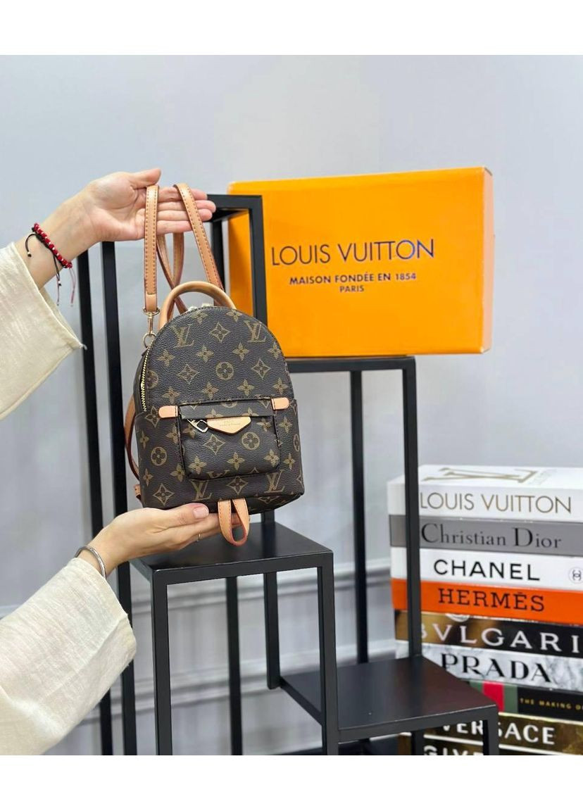 Рюкзак с принтом мини коричневый женский (r016) No Brand (366558160)