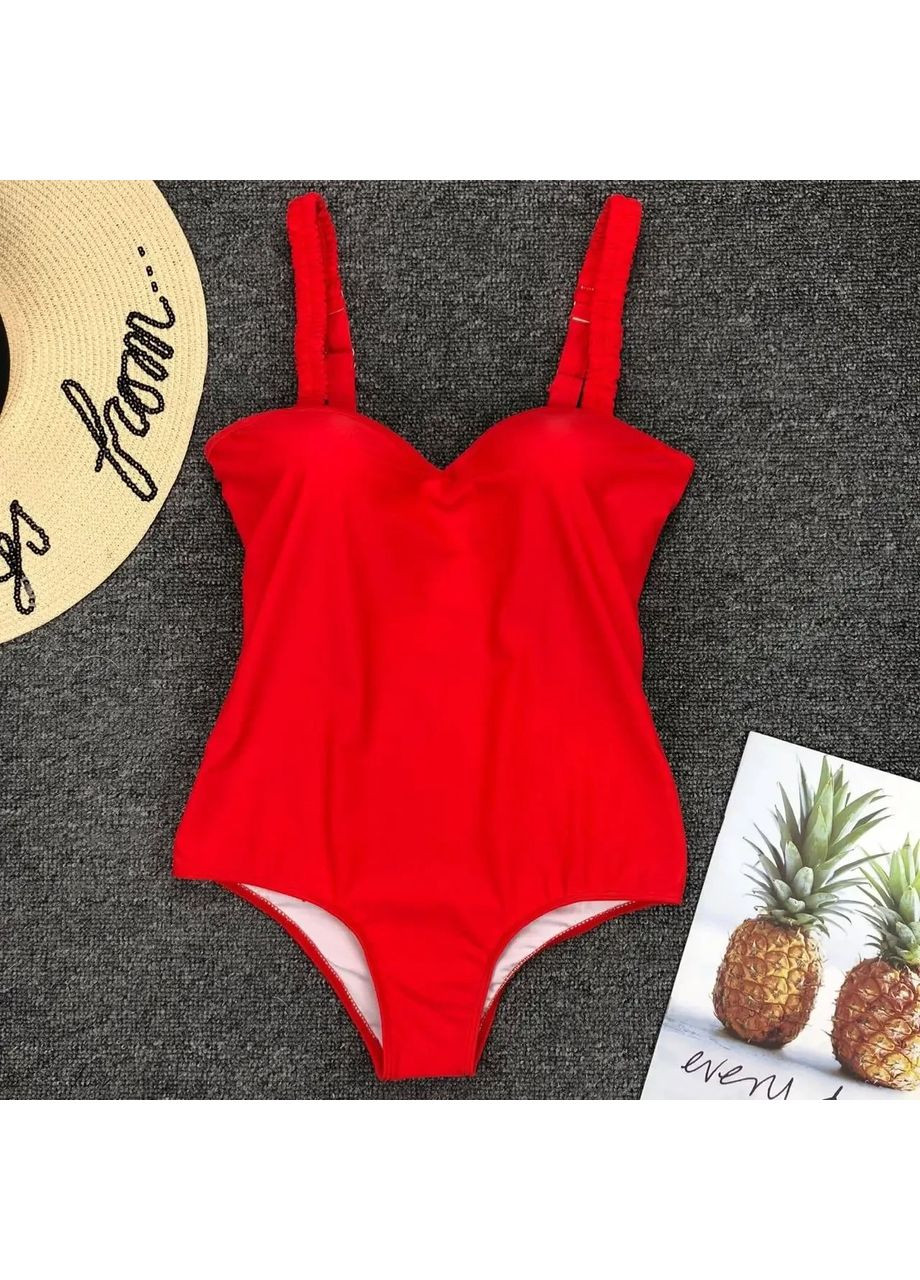 Красный летний стильный и модный сплошной купальник с регулирующими лямками и твердым пушапом с косточками. China