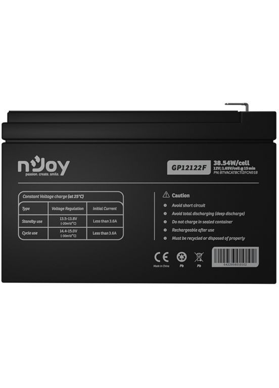 Аккумуляторная батарея GP12122F 12V 12AH (BTVACATBCTI2FCN01B) AGM nJoy (341489075)