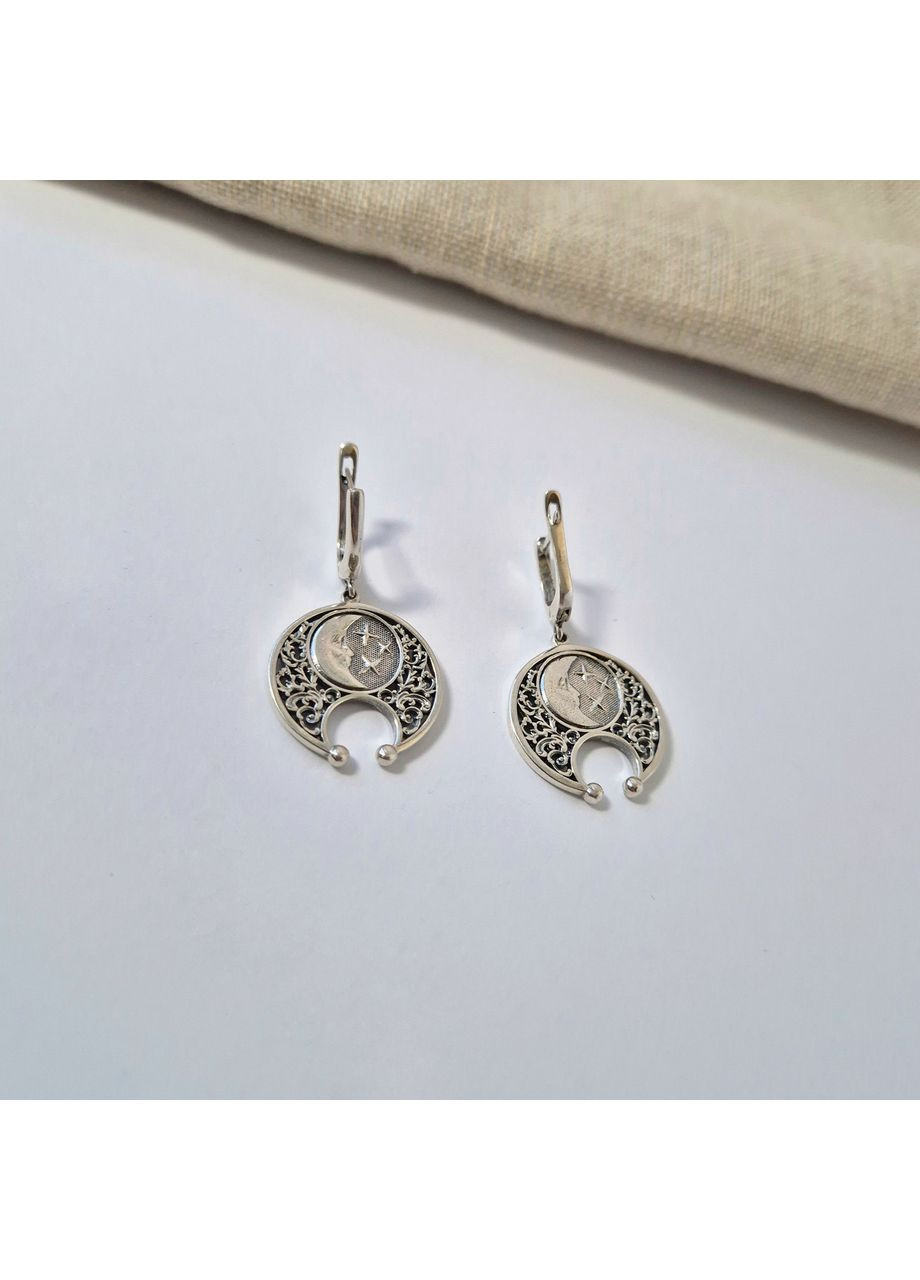 Серебряные серьги с Подвеской Лунница без камней серебро 925 пробы Черненное 5363 7.70г No Brand (306743212)