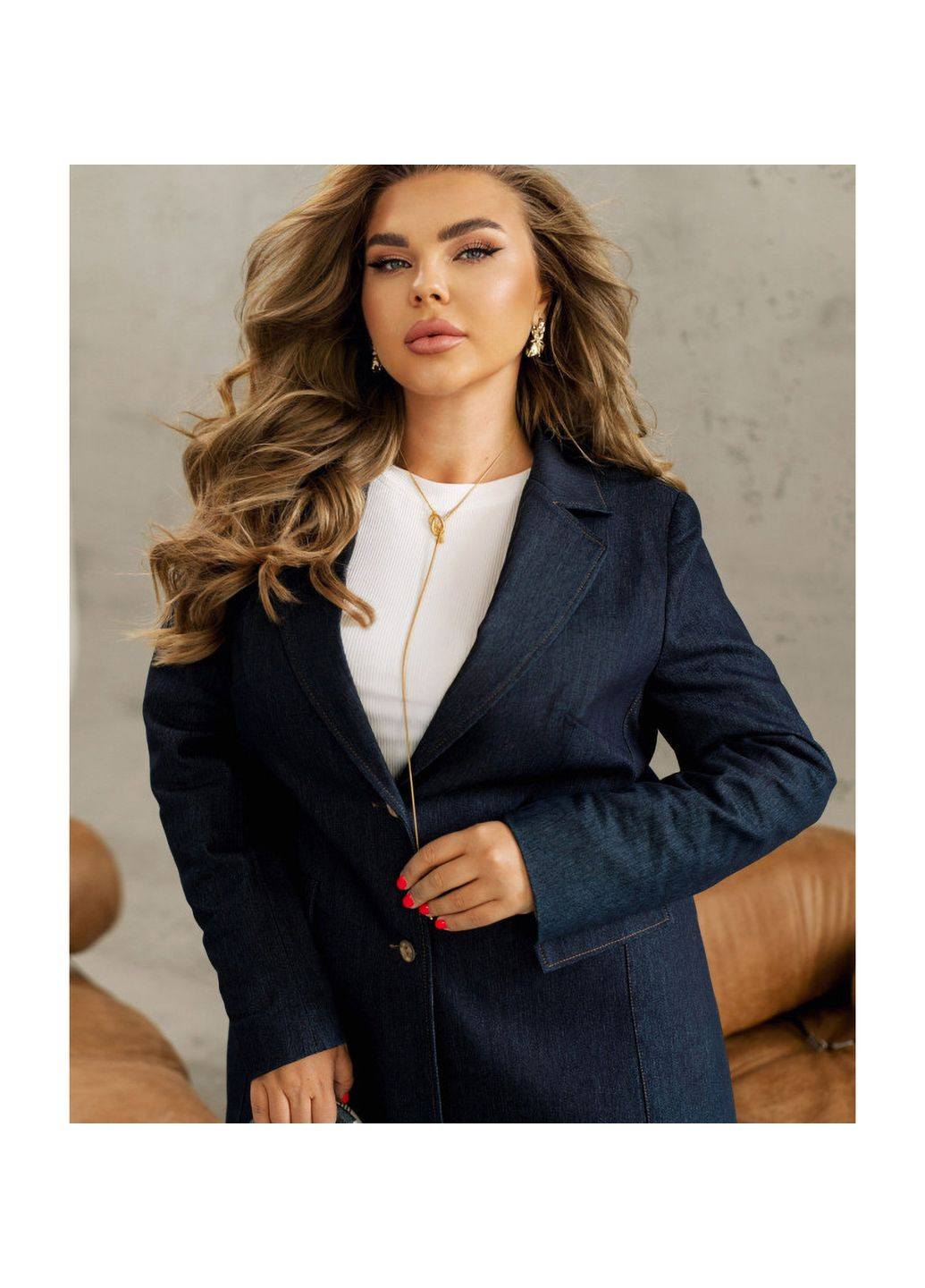 Темно-синий женский пиджак Liton - всесезон