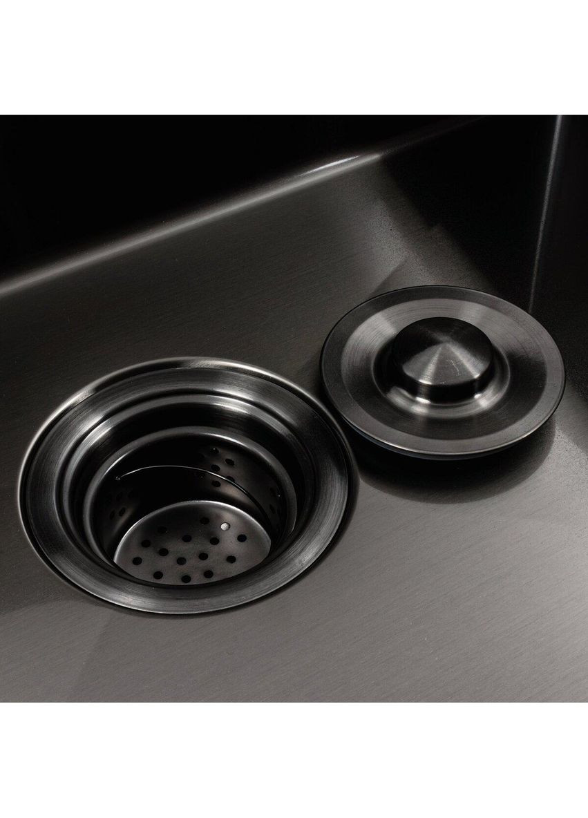 Кухонна мийка чорна PVD 60х50 з підставкою для ножів Valeso (365877836)