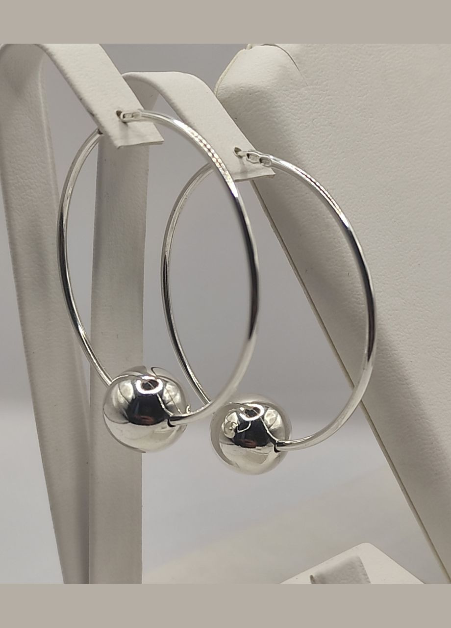 "Сережки-кільця Конго з кулькою" Д-40 мм Shiny з-98ш12 No Brand (331145395)