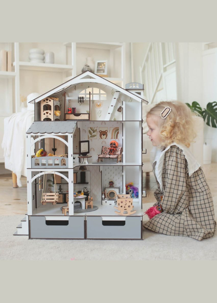 Кукольный домик Смарт Хаус с лифтом и ящиками для ЛОЛ с мебелью Eco (kdl011oe) NestWood (303632963)