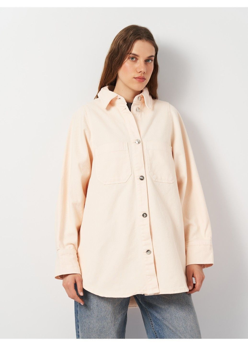 Персикова джинсова сукня-піджак оверсайз H&M однотонна