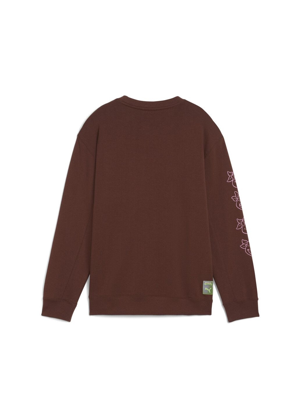 Puma детский свитшот hoops x tmnt relaxed graphic crew youth однотонный коричневый спортивный хлопок, эластан