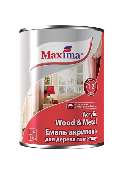 Емаль акрилова для дерева та металу, кава з молоком шовк.-матова ТМ "Maxima" -0,75 л No Brand (362492169)