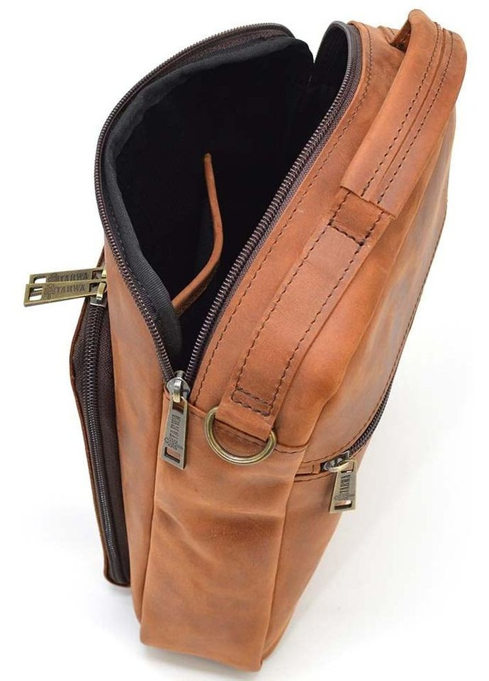 Сумка планшет через плечо из натуральной кожи мужская для документов и для телефона средняя Коричневый 40289 TARWA (361348768)