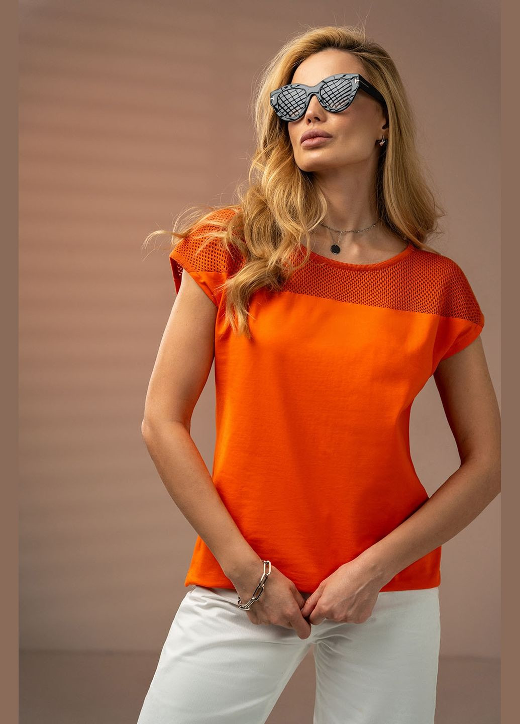 Оранжевая летняя футболка Triko Bakh Ажурний