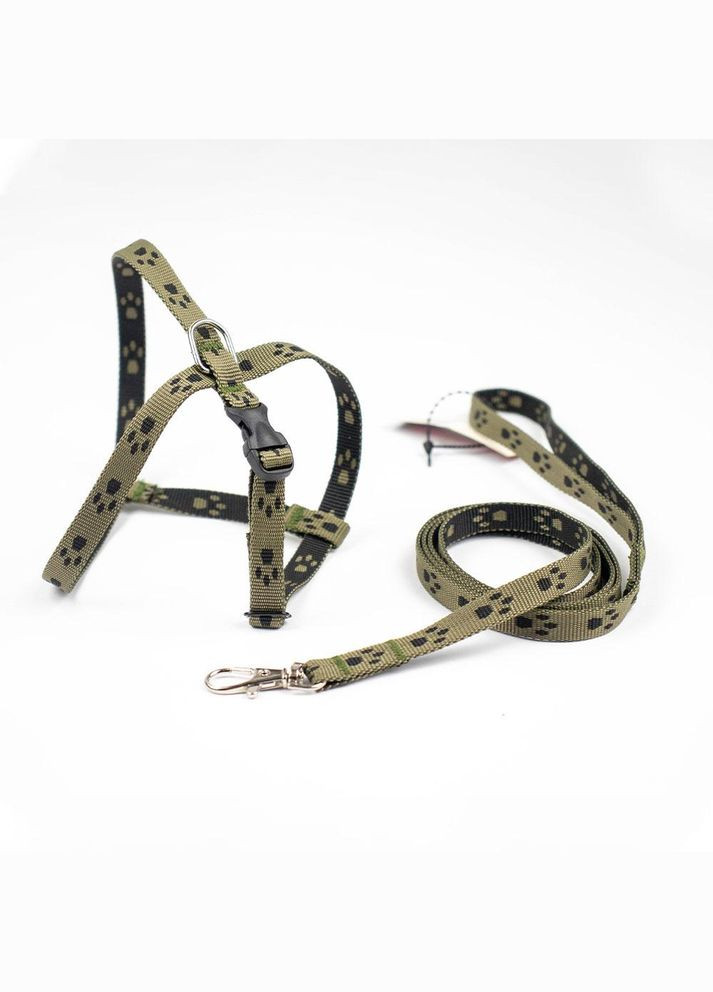 Шлей с поводком "и" ШП37 (оливка) для кошек и маленьких собак, 1 х 120 см Пухнастики (299669982)