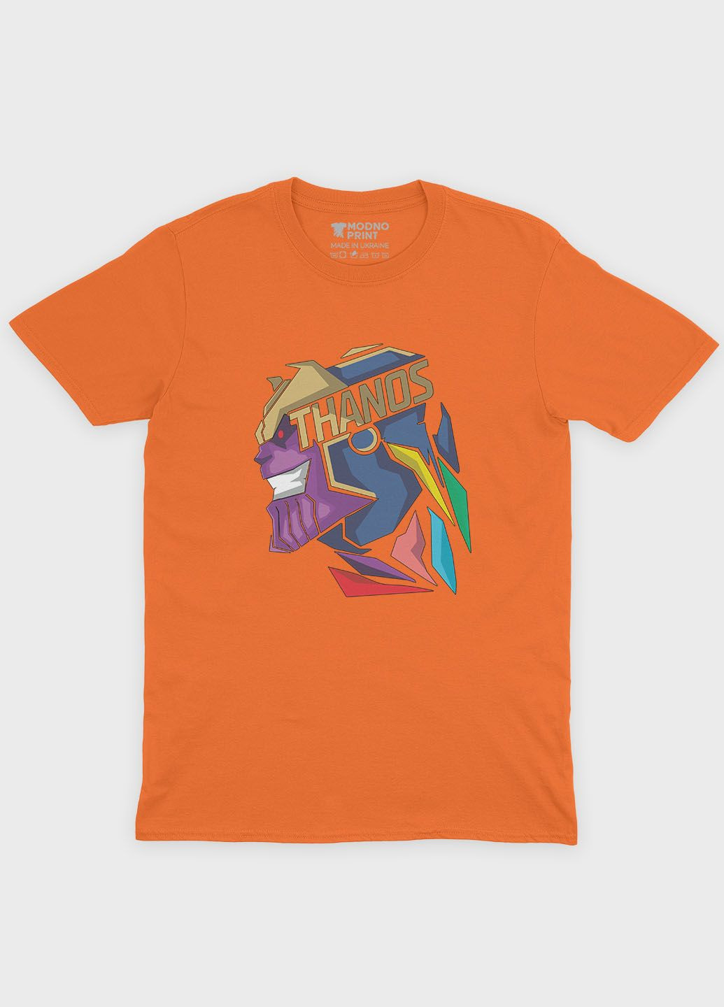 Оранжевая демисезонная футболка для девочки с принтом супезлоды - танос (ts001-1-ora-006-019-002-g) Modno