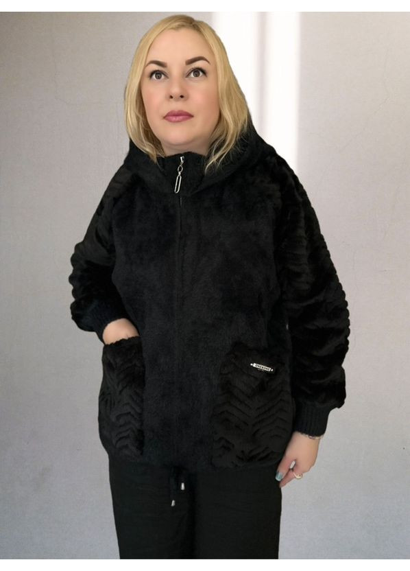 Чорна жіноча куртка з вовни "альпака" Value Plus