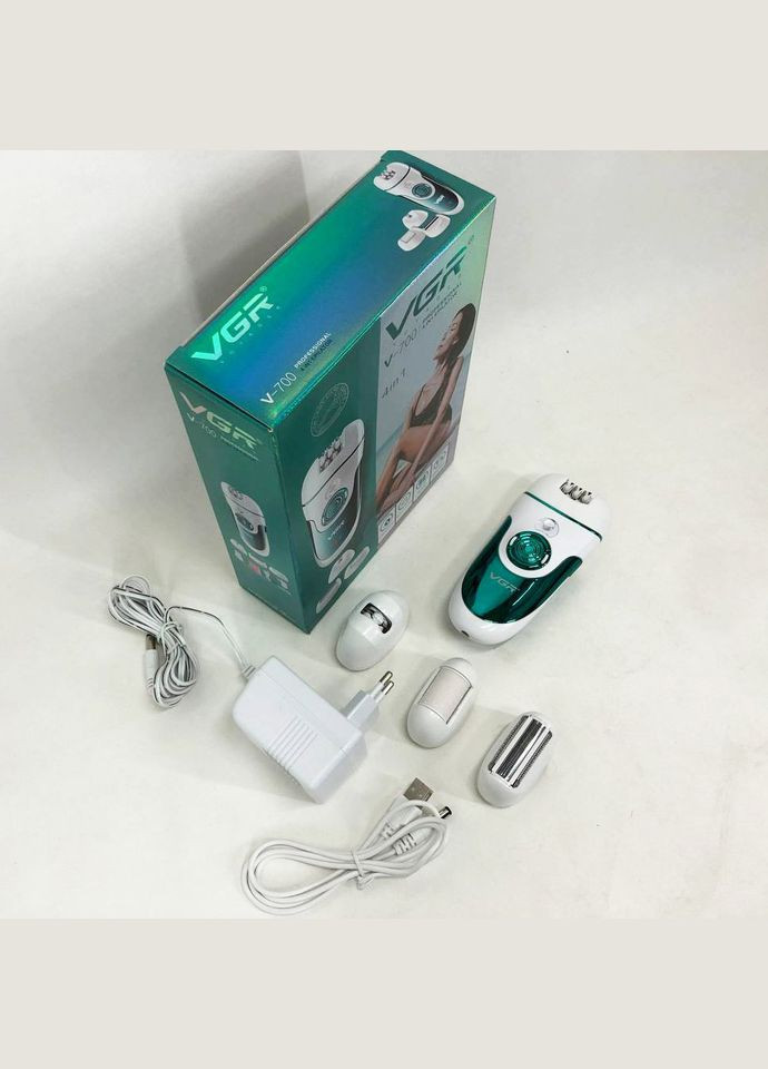 Эпилятор V-700 Женский беспроводной с подсветкой для ног и зоны бикини, пемза, электробритва для ног VGR (364664270)