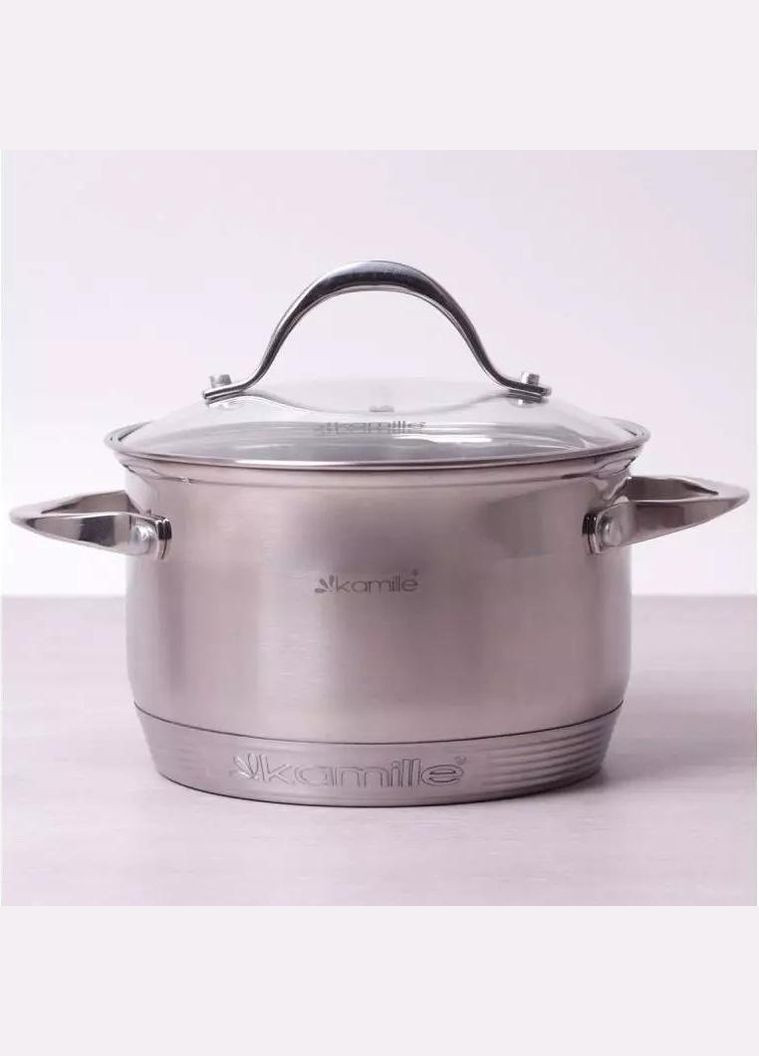 Кастрюля Mystery 5.1л со стеклянной крышкой, 7-слойное индукционное дно Kamille (372173326)