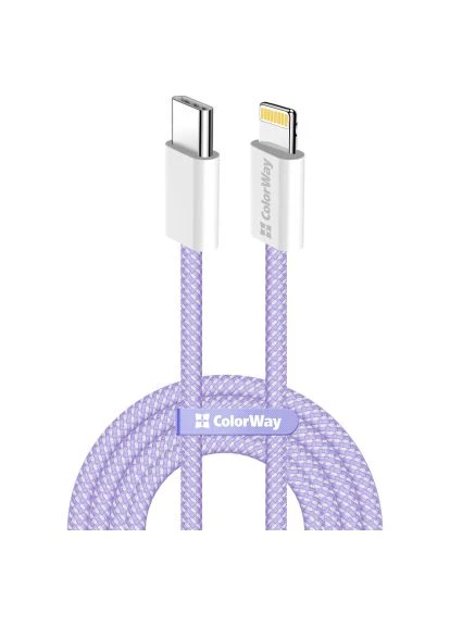 Дата кабель (CW-CBPDCL061-PU) Colorway USB-C to Lightning 1.0m 27W purple (388716509)
