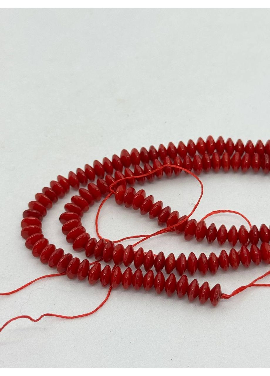 Корал на нитці без застібки 2.5х6 мм 40 см Червоний No Brand (372467908)