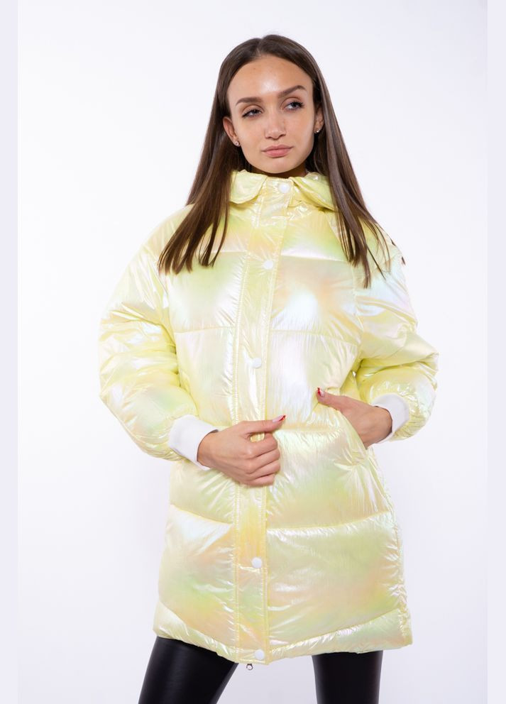 Желтая демисезонная куртка женская с перламутровым оттенком (желтый) Time of Style