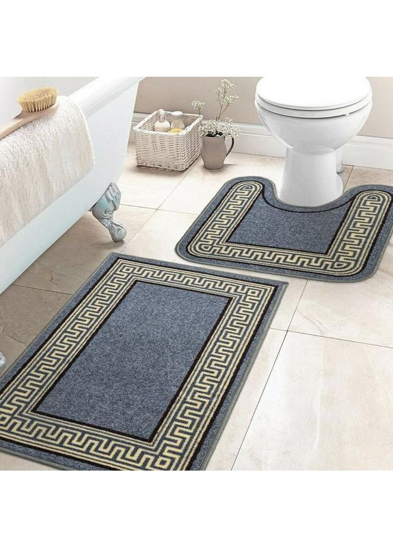 Набір ковриків у ванну кімнату Taba 222-2 57х90 та 57х60 см сірий No Brand (364969181)