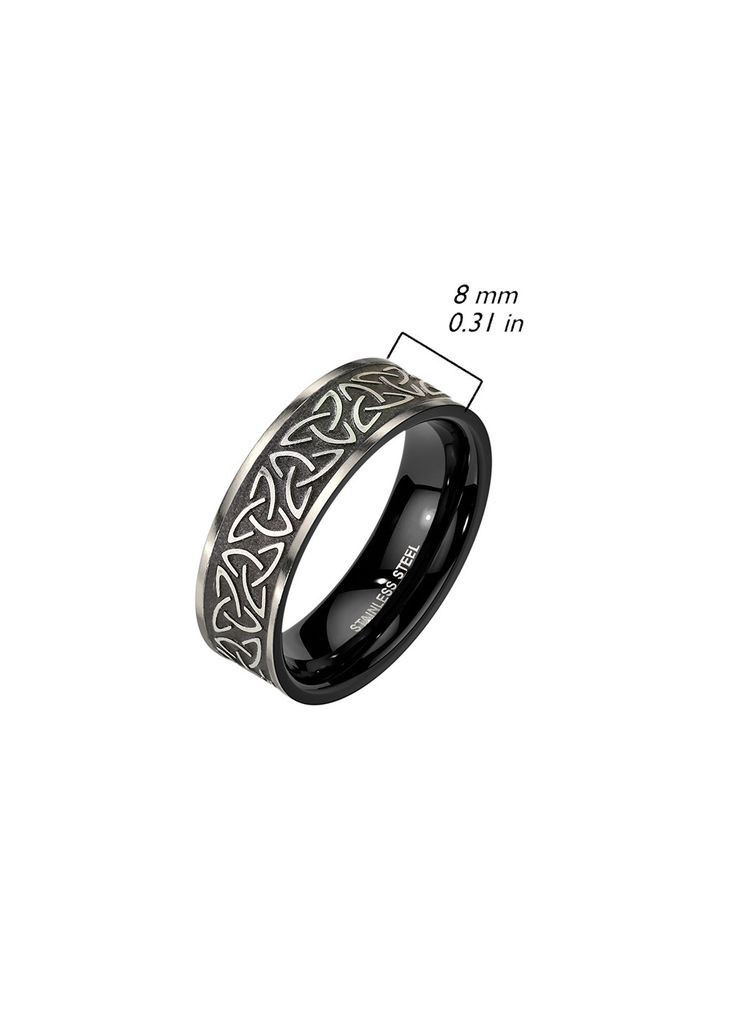 Кільце зі сталі R-M7931-09 незвичайне із символом "Триквітр" (Розмір: мм (9 США) Ширина: 6мм) Spikes (333698602)