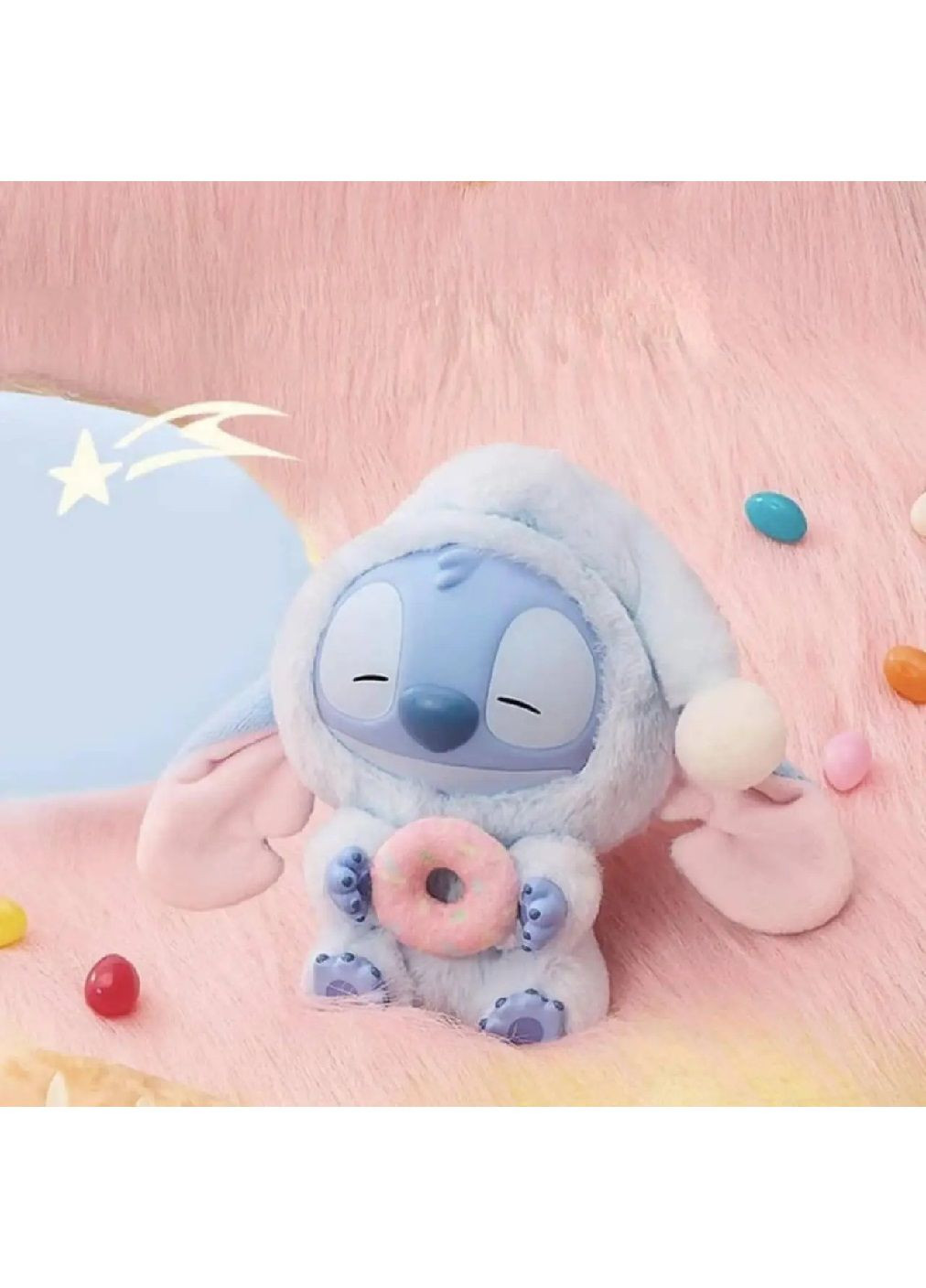 М'яка іграшка фігурка брелок Стіч в костюмі Лабубу з петлею для підвішування 15 см (480995-Prob) Блакитний костюм з пончиком Unbranded (350633537)