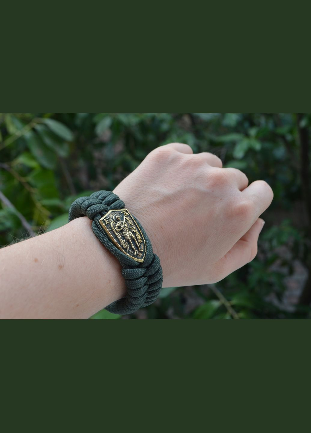 Браслет из паракора с Архангелом Михаилом на карабине Айс из латуни под заказ + брелок в подарок No Brand (341738914)