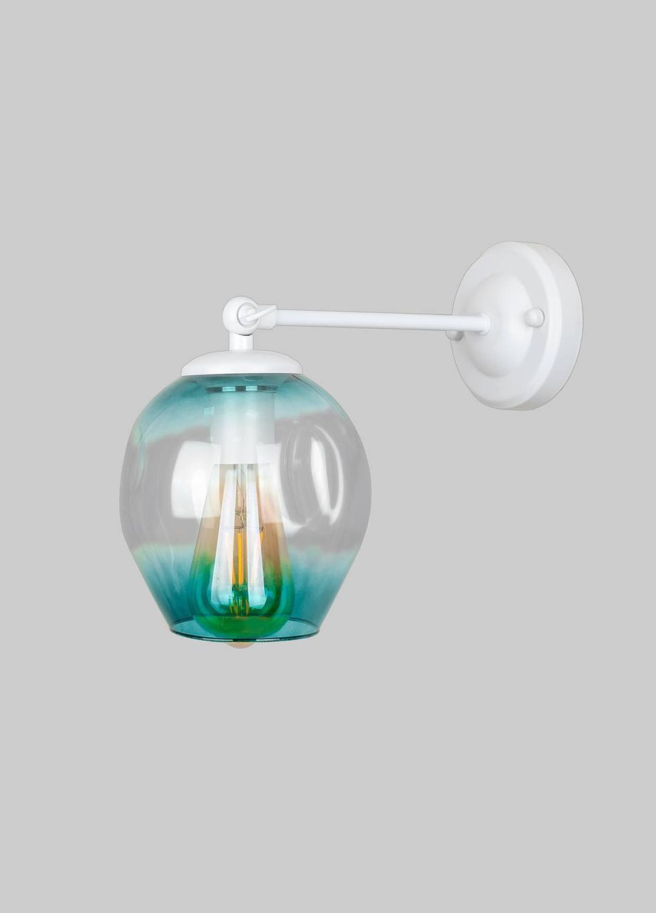 Біле скляне бра "Молекула" (56-WPR0231F-1 WH+BL) прозорий блакитний No Brand (370069575)