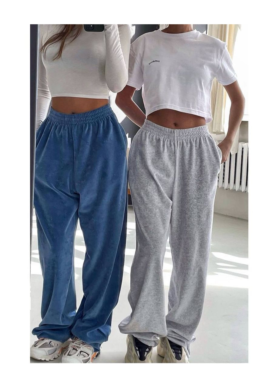 Жіночі стильні велюрові штани з регулюванням по низу Україна (360548615)