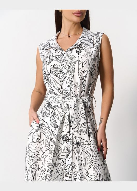 Белое повседневный платья рубашка ISSA PLUS с цветочным принтом