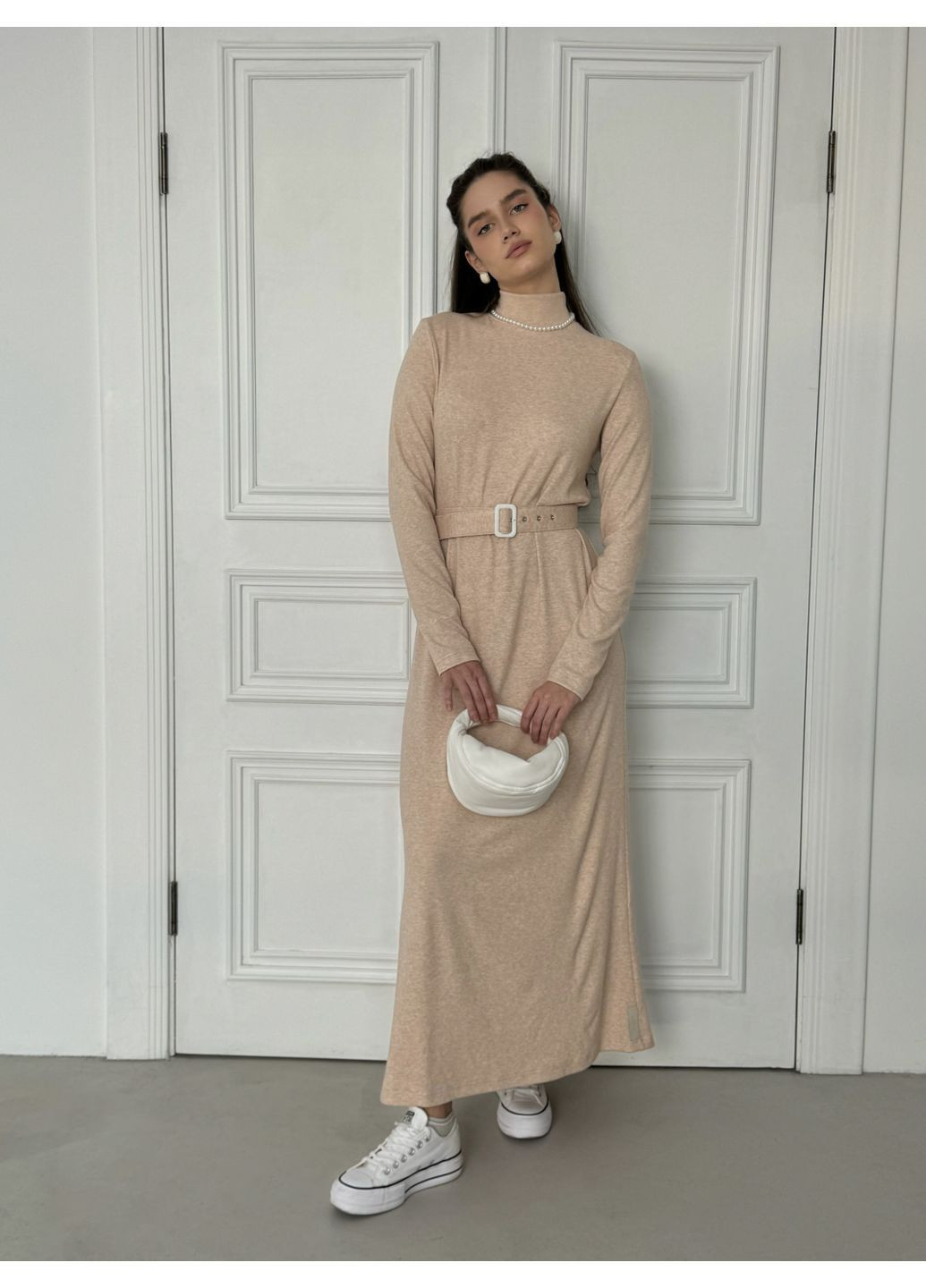 Розовое платье макси с поясом No Brand