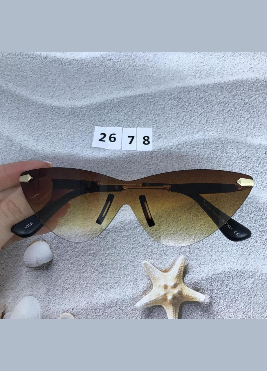 Трендові сонцезахисні окуляри без оправи коричневі No Brand (302370759)