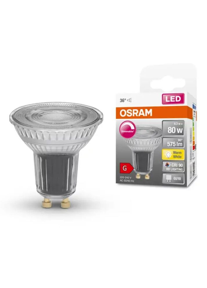 Лампочка 4058075433663 Led Dim MR16 GU10 8.3W 2700K 575Lm IP20 (061811) Osram (370245282)