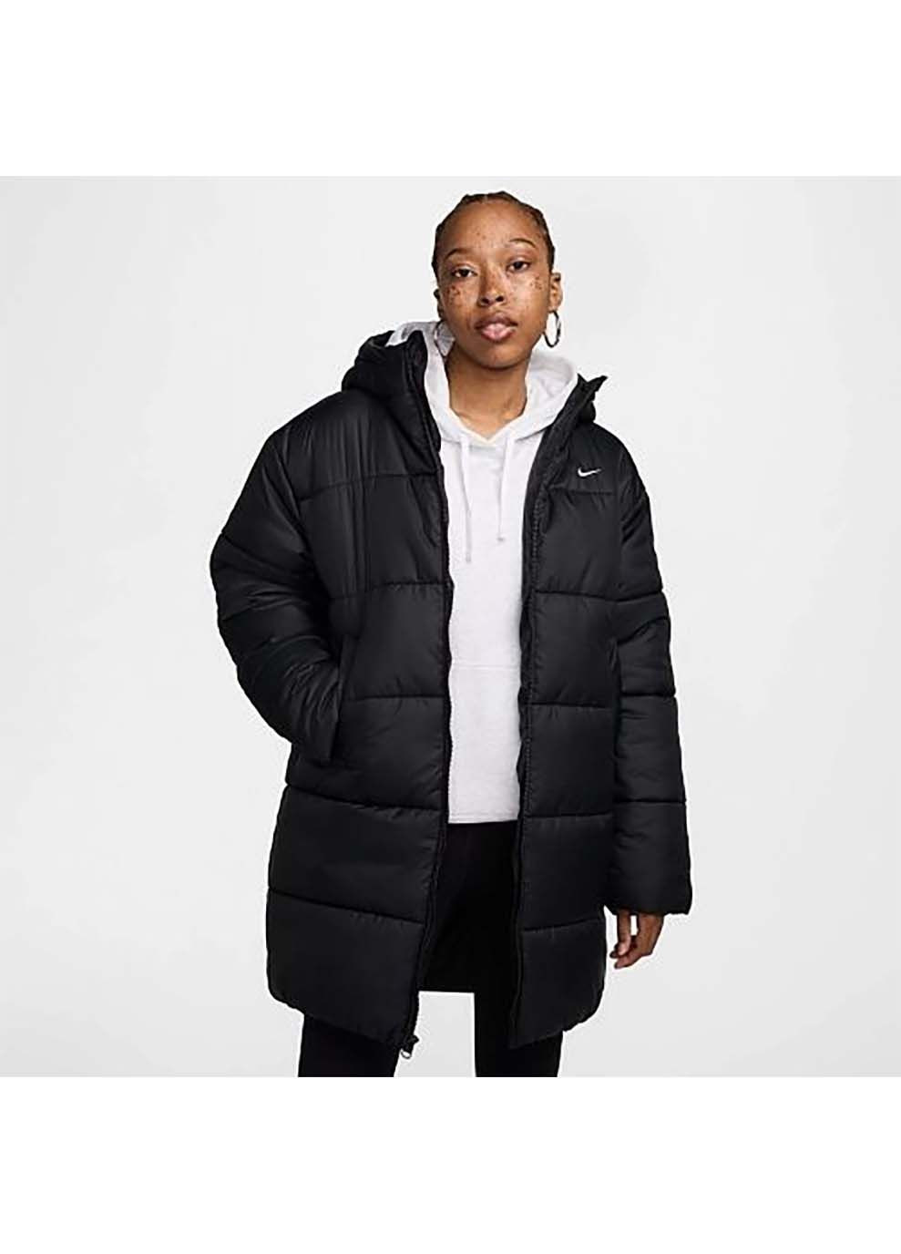 Черная демисезонная женская куртка w nsw tf snfl nk clsc prka черный Nike