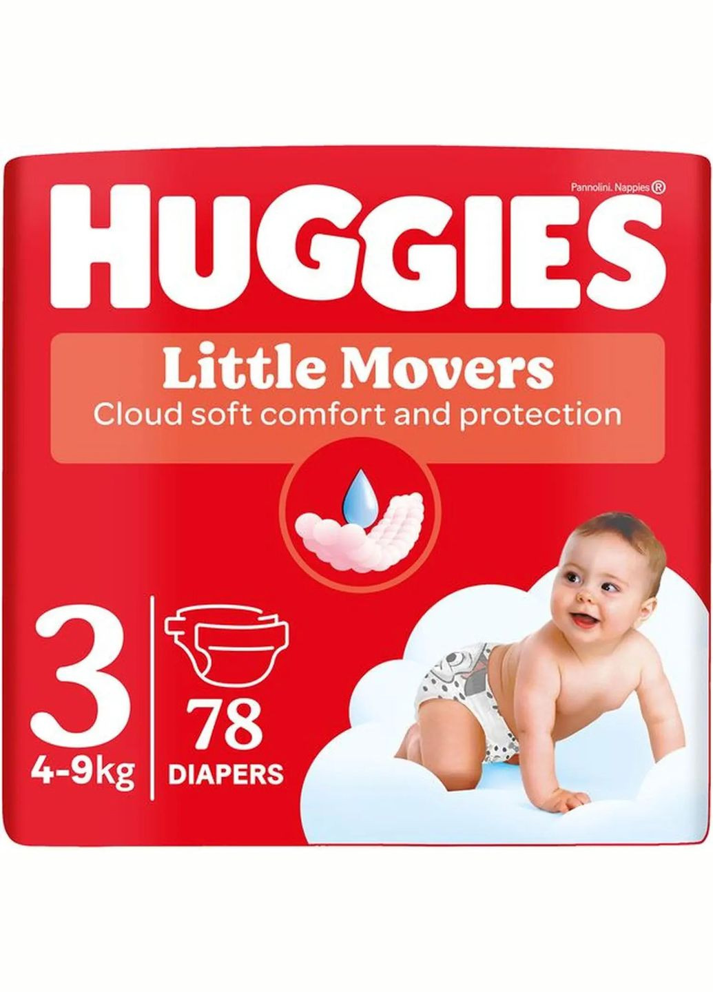 Підгузки на липучках Little Movers 3 (4-9 кг), 78 шт. Huggies (327223523)