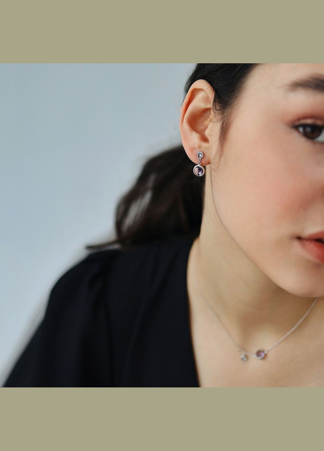 Золоті сережки - пусети (аметист, топаз) с07335 Oniks (264024570)