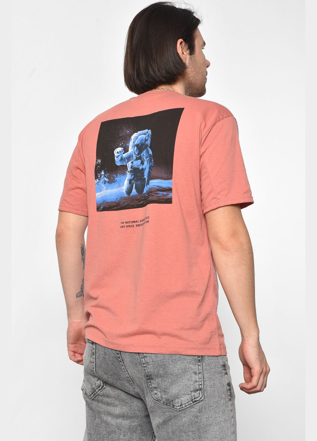 Терракотовая футболка мужская полубатальная терракотового цвета Let's Shop