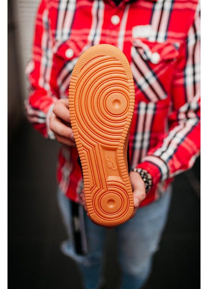 Чорні Зимовий кросівки чоловічі nike air force 1 high black gum найк аір форс 1 преміум No Brand