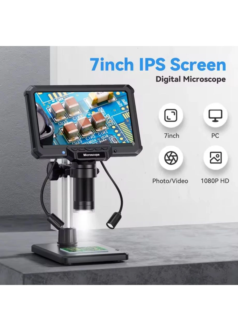 Профессиональный цифровой микроскоп MK7 16 МП с LCD-экраном 7" Увеличением до 1200X и регулируемой LED-подсветкой No Brand (368774982)