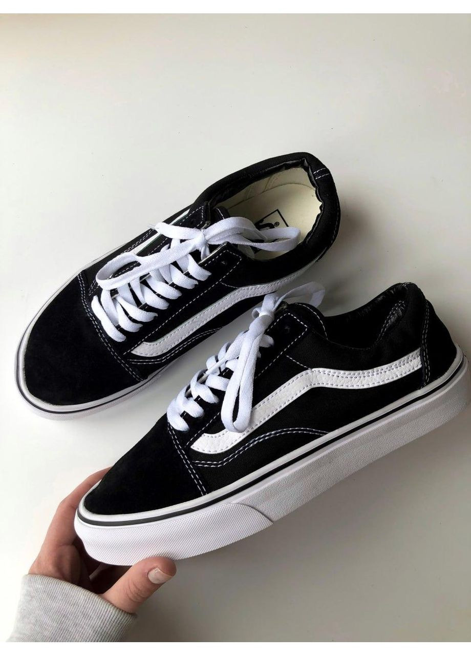 Чорні Осінні кеди чоловічі vans old skool black white v3 ванс олд скул No Brand