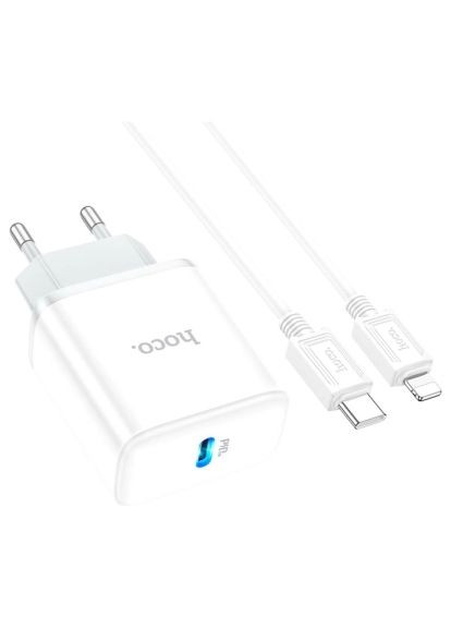 Зарядний пристрій (6931474782908) Hoco C104A USB-C PD20W + cable USB-C to Lightning white (369882032)