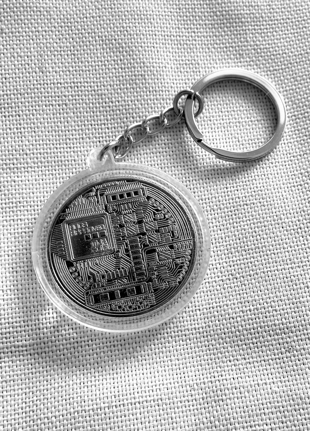 Монета BTC Биткоин Bitcoin в брелке SLV Blue Orange (305778025)